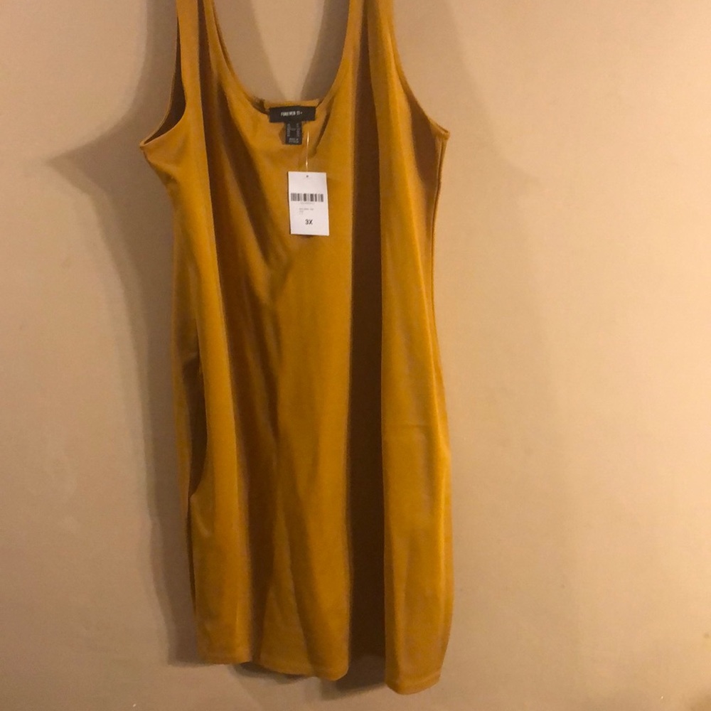 Mustard colored bodycon forever 21 dress